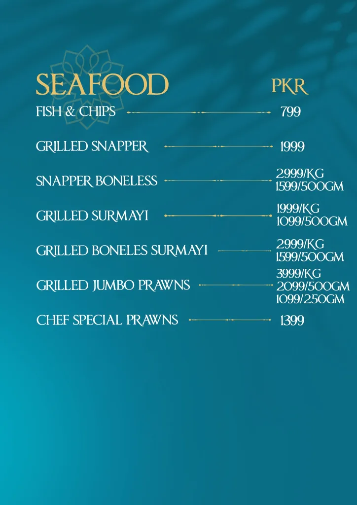 Saltanat Restaurant Menu 