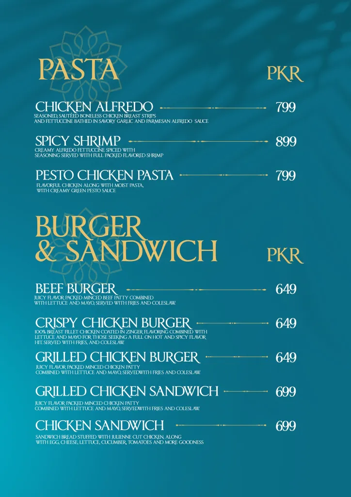 Saltanat Restaurant Menu 