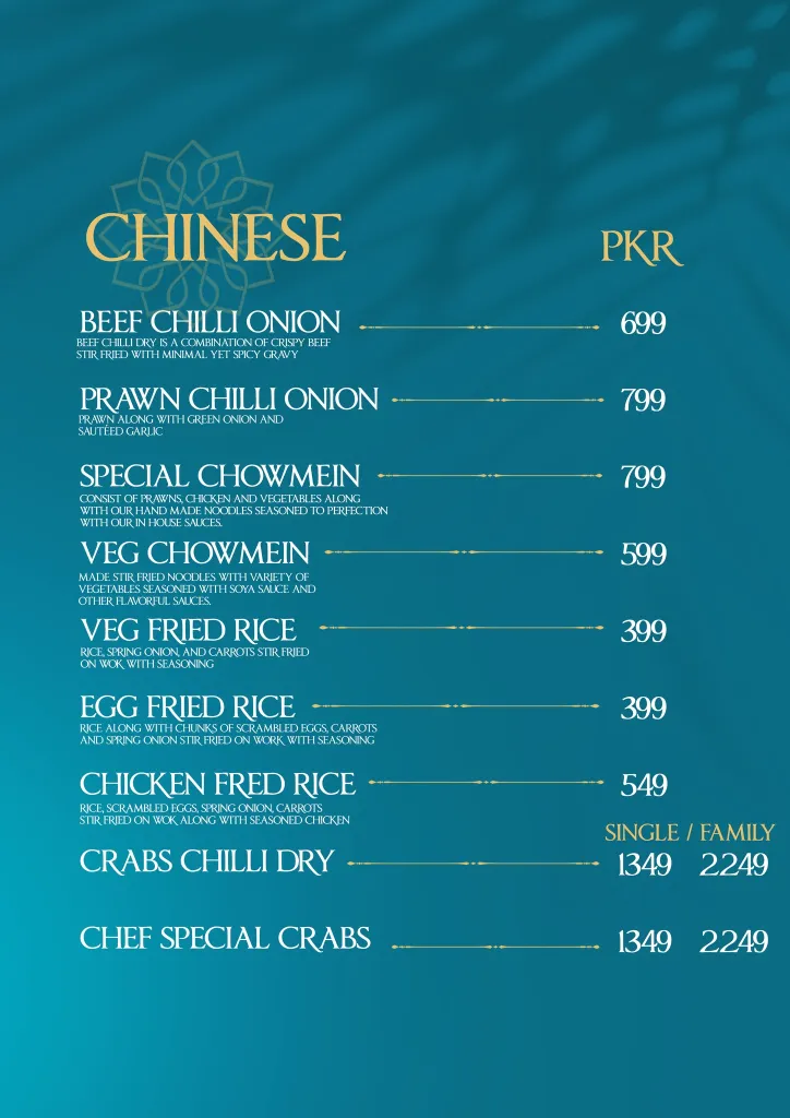 Saltanat Restaurant Menu 