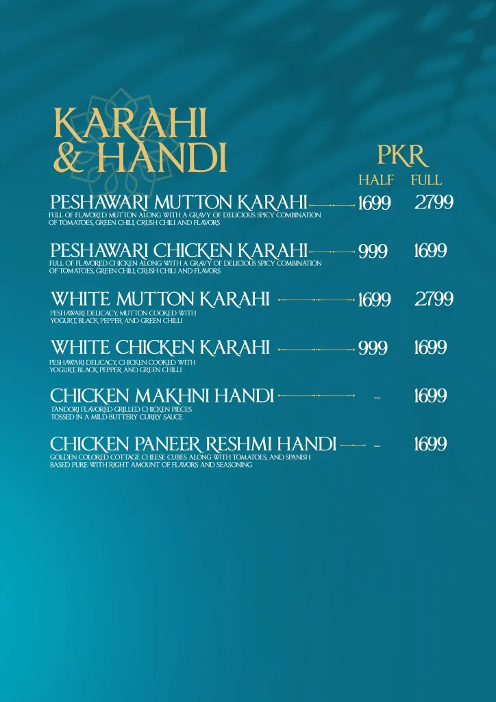 Saltanat Restaurant Menu 