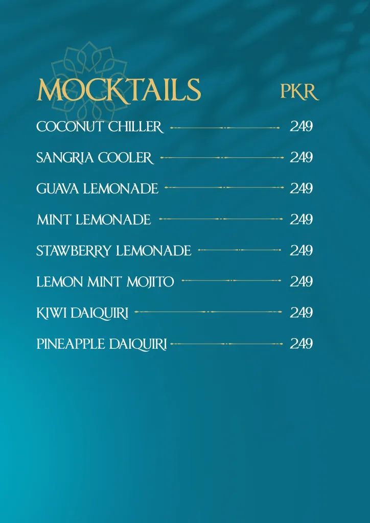 Saltanat Restaurant Menu 