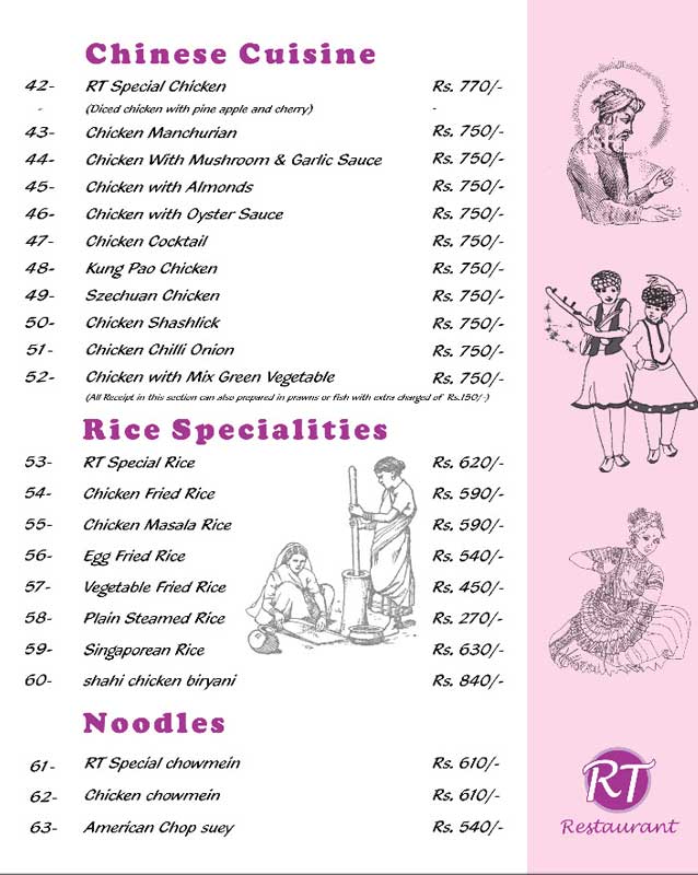 Royal Taj menu