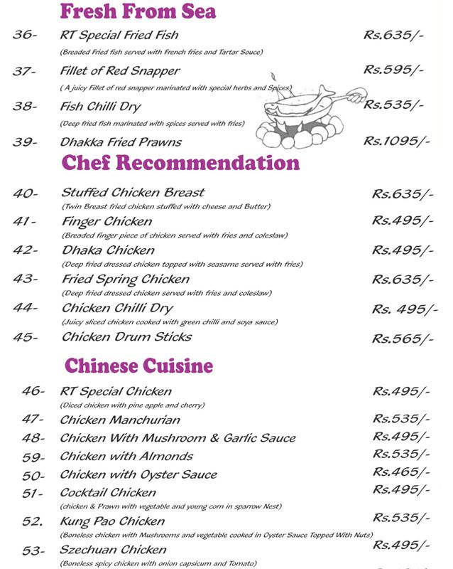Royal Taj menu