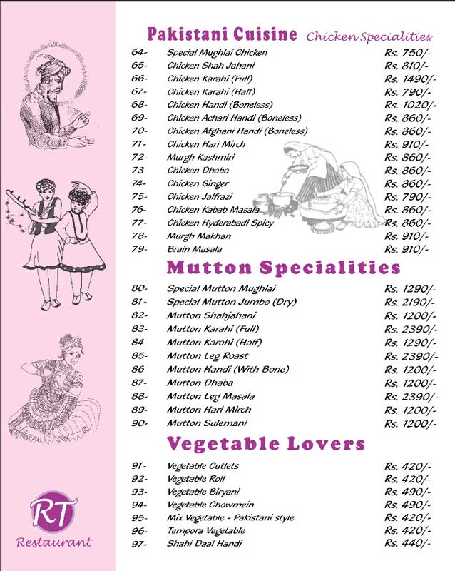 Royal Taj menu