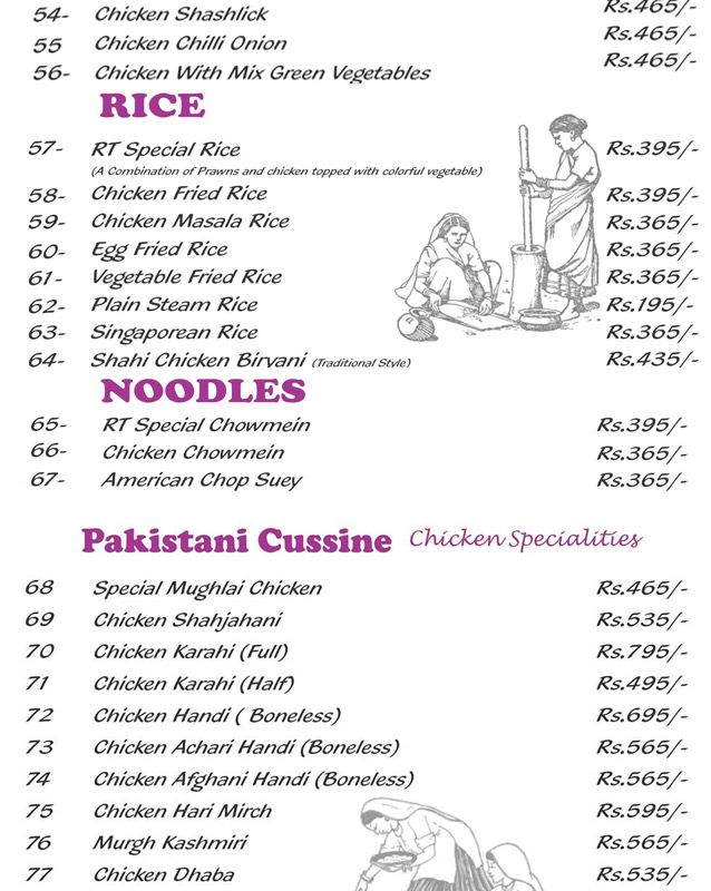 Royal Taj menu