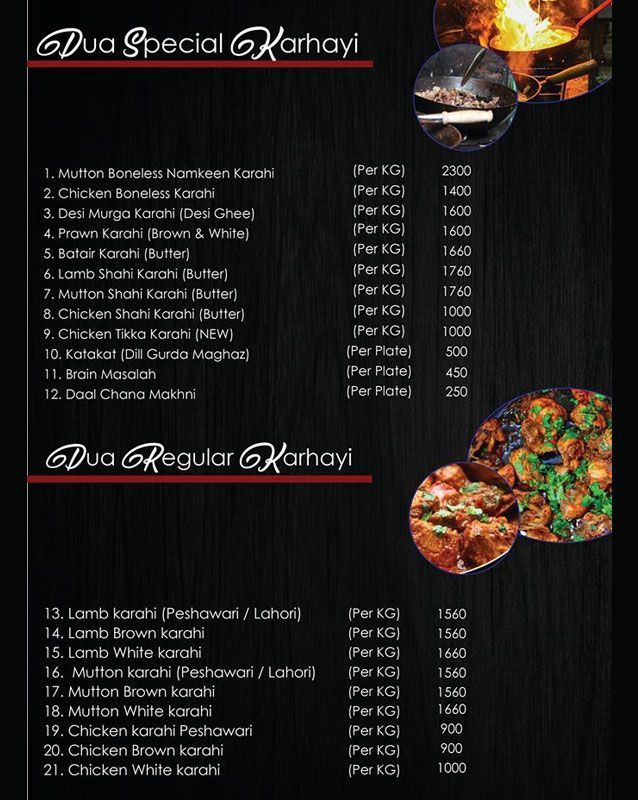 Dua Restaurant Karachi Menu