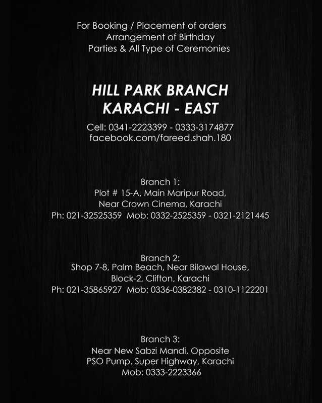 Dua Restaurant Menu Karachi