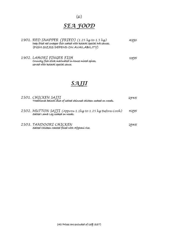 Kolachi Restaurant Menu Do Darya Karachi6