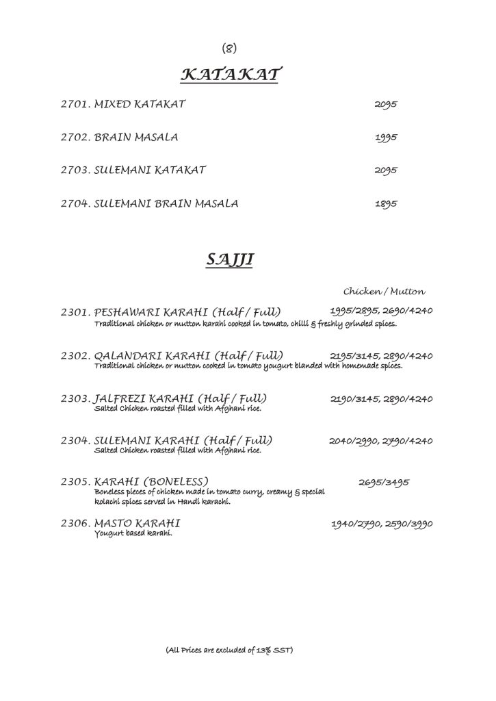 Kolachi Restaurant Menu Do Darya Karachi8